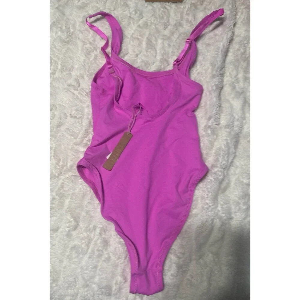 Skims Recycled Swim scoop neck one piece Neon  Orchid